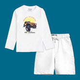 MONSTER TRUCK BOYS LONG SLEEVE WHITE T.SHIRT & SHORTS (SF-27708)