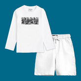 NON STOP BOYS LONG SLEEVE WHITE T.SHIRT & SHORTS (SF-27709)
