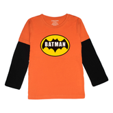 BATMAN PRINTED ORANGE-BLACK BOYS LONG SLEEVE T.SHIRT
