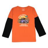 BEACH BOUND PRINTED ORANGE-BLACK BOYS LONG SLEEVE T.SHIRT