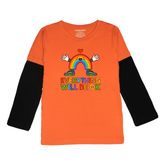EVERY THING WILL BE OK PRINTED ORANGE-BLACK BOYS LONG SLEEVE T.SHIRT