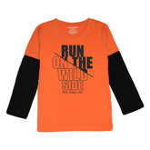RUN ON THE WILD SIDE PRINTED ORANGE-BLACK BOYS LONG SLEEVE T.SHIRT