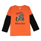 THERAPY BIKE PRINTED ORANGE-BLACK BOYS LONG SLEEVE T.SHIRT