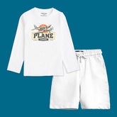 PLANE TOUR BOYS LONG SLEEVE WHITE T.SHIRT & SHORTS (SF-27710)