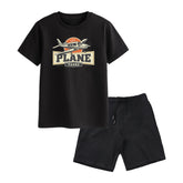 PLANE TOUR BOYS SHORT SLEEVE BLACK T.SHIRT & SHORTS (SF-27812)