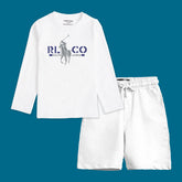POLO BOYS LONG SLEEVE WHITE T.SHIRT & SHORTS (SF-27711)
