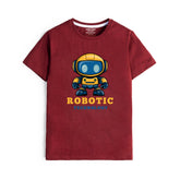 MAROON GRAPHICS ROBITIC T-SHIRT