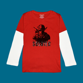 SOLDIER PRINTED RED-WHITE BOYS LONG SLEEVE T.SHIRT
