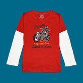 THERAPY BIKE PRINTED RED-WHITE BOYS LONG SLEEVE T.SHIRT
