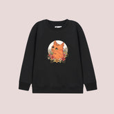 CAT PRINTED BLACK COLOR Girls Long Sleeve Sweat-Shirt