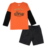 VINTAGE BIKE BOYS LONG SLEEVE T.SHIRT & SHORTS (SF-25719)