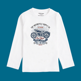 NEW YORK BIKE PRINTED WHITE COLOR BOYS LONG SLEEVE T.SHIRT