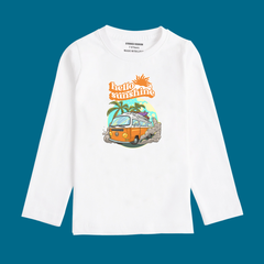 HELLO SUN SHINE PRINTED WHITE COLOR BOYS LONG SLEEVE T.SHIRT