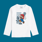 MARIO BROS PRINTED WHITE COLOR BOYS LONG SLEEVE T.SHIRT