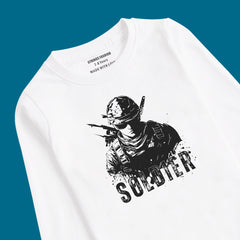 AMEICAN SOLDIER PRINTED WHITE COLOR BOYS LONG SLEEVE T.SHIRT