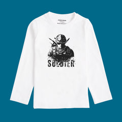 AMEICAN SOLDIER PRINTED WHITE COLOR BOYS LONG SLEEVE T.SHIRT