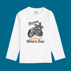 THERAPY BIKE PRINTED WHITE COLOR BOYS LONG SLEEVE T.SHIRT