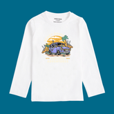 BEACH BOUND PRINTED WHITE COLOR BOYS LONG SLEEVE T.SHIRT