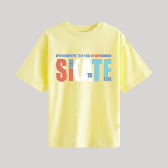 PRINTED SKATE YELLOW JUNIOR BOYS T.SHIRT