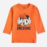 DIGITAL PRINTED STAY AWESOME MOCK ORANGE GIRLS LONG SLEEVE T.SHIRT