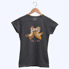 DIGITAL PRINTED CHIP & DALE JUNIOR JET BLACK COLOR GIRLS T.SHIRT