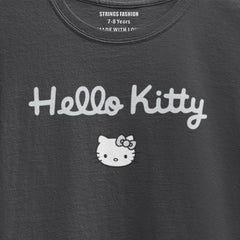 DIGITAL PRINTED HELLO KITTY JUNIOR JET BLACK COLOR GIRLS T.SHIRT