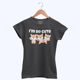 DIGITAL PRINTED I’M CUTE JUNIOR JET BLACK COLOR GIRLS T.SHIRT