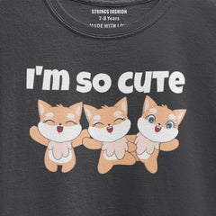 DIGITAL PRINTED I’M CUTE JUNIOR JET BLACK COLOR GIRLS T.SHIRT