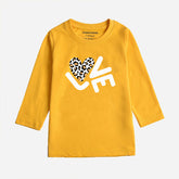 DIGITAL PRINTED LOVE CANARY YELLOW GIRLS LONG SLEEVE T.SHIRT