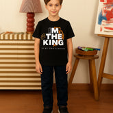 I 'M THE KING PRINTED BLACK JUNIOR BOYS T.SHIRT