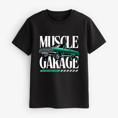 MUSCLE GARAGE PRINTED BLACK JUNIOR BOYS T.SHIRT