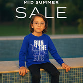 RUN ON THE WILD SIDE PRINTED NAVY PEONY COLOR BOYS LONG SLEEVE T.SHIRT
