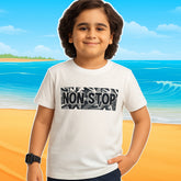 NON STOP PRINTED WHITE JUNIOR BOYS T-SHIRT