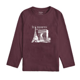 TREASURE PRINTED BURGUNDY BOYS LONG SLEEVE T.SHIRT