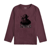 SOLDIER PRINTED BURGUNDY BOYS LONF SELEEVE T.SHIRT