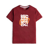 DIGITAL BURN FATE NOTE OIL PRINTED MEHROON JUNIOR BOYS T.SHIRT