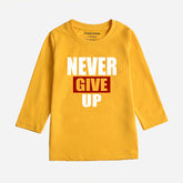 DIGITAL PRINTED NEVER GIVE UP CANARY YELLOW GIRLS LONG SLEEVE T.SHIRT