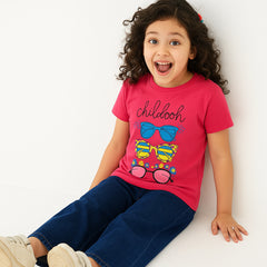 PRINTED CHILL FISH PARADISE PINK JUNIOR GIRLS T-SHIRT
