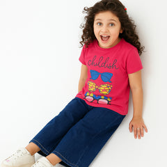 PRINTED CHILL FISH PARADISE PINK JUNIOR GIRLS T-SHIRT