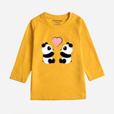 PANDA COUPLE CANARY YELLOW GIRLS LONG SLEEVE T-SHIRT