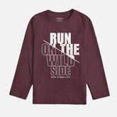 RUN ON THE WILD SIDE BURGUNDY BOYS LONG SLEEVE T.SHIRT