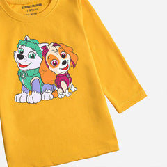 DIGITAL PRINTED PAW PATROL CANARY YELLOW GIRLS LONG SLEEVE T.SHIRT