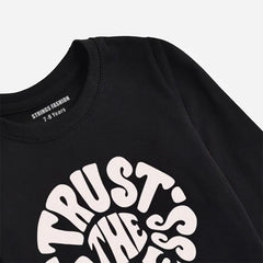 DIGITAL PRINTED TRUST PROCESS JET BLACK GIRLS LONG SLEEVE T.SHIRT