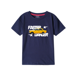 FASTER CAR NAVY PRINTED BOYS T.SHIRT