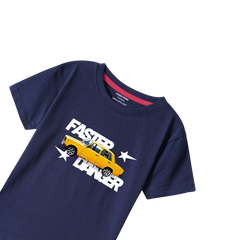 FASTER CAR NAVY PRINTED BOYS T.SHIRT