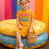 DIGITAL PRINTED TYPOGRAPHY JUNIOR BLAZING ORANGE COLOR GIRLS T.SHIRT