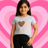 GREY PRINTED LOVE JUNIOR GIRLS T.SHIRT