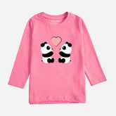 PANDA COUPLE COSMOS PINK GIRLS LONG SLEEVE T-SHIRT