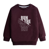 RUN ON THE WILD SIDE MAHROON COLOR BOYS LONG SLEEVE SWEAT-SHIRT