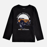 DIGITAL PRINTED MONSTAR TRUCK JET BLACK BOYS LONG SLEEVE T.SHIRT